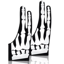 2 Pieces Skeleton Artist Glove with 2 Finger for Drawing Tablet Digital Table...