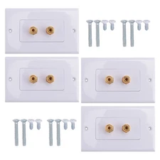 4 Pack Single Gang 1.0 Speaker Wire Wall Plate (Banana Plug Wall Plate) for2104