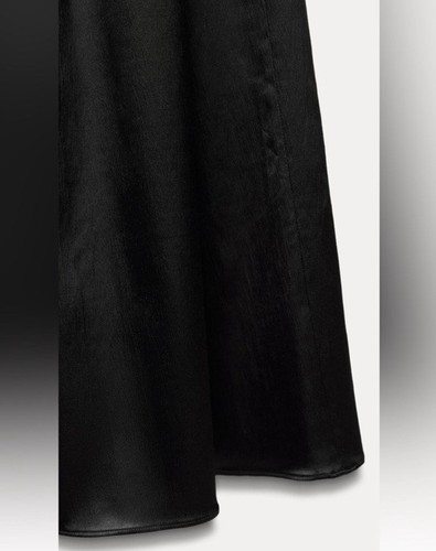 Abito midi Zara nero a contrasto scollo a V vita scesa tessuto tonale S nuovo con etichette 8203/417 - Foto 10 di 23