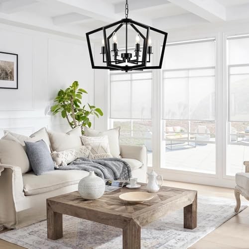 23,6" Moderner Kronleuchter Kücheninsel Leuchten Leuchte 23,6"【6 Lichter】 Schwarz 28 - Bild 7 von 7