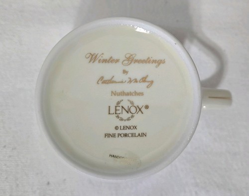 NIB Lenox Winter Greetings 4 Piece Mug Set -Carindal Waxwing Nuthatch Chickadee - Picture 13 of 14