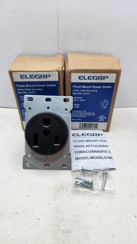ELEGRP 2102S 50A 250V 2-POLE NEMA 6-50R FLUSH MOUNT POWER OUTLET | 2 PACK ✅️ - Picture 1 of 3
