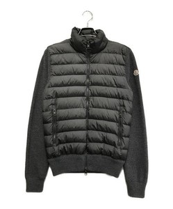 MONCLER MAGLIONE TRICOT CARDIGAN グレー M MONCLER Maglione Tricot Wool Knitted Cardigan Down Hood Size