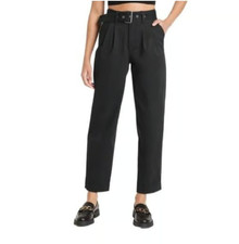 A New Day Super High-Rise Belted Tapered Chino Pants Women's Size 2 Black Casual