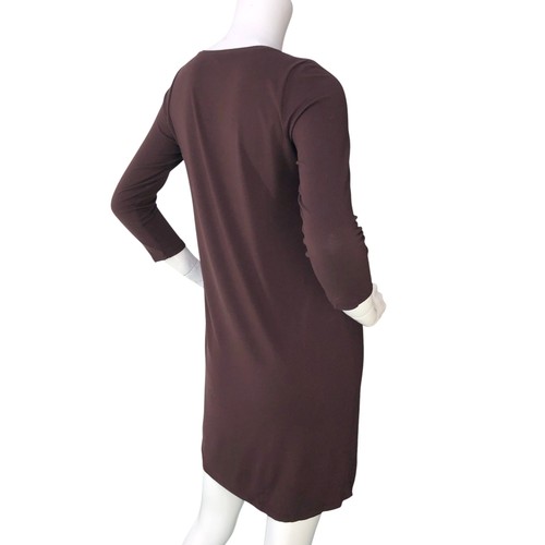 Eileen Fisher Kleid Damen Petite PP Viskose Stretch V-Ausschnitt 3/4 Arm braun - Bild 8 von 14