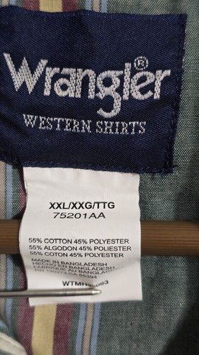Camisa a Presión DE COLECCIÓN Wrangler Perla Adulto Talla XXL Rayas Vaquero Occidental Para Hombres Años 90 - Imagen 5 de 8