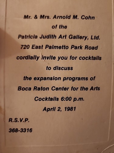 1981 Boca Raton CeNTer For The ARTS EXPANSIÓN SOCIEDAD CULTURA ARTÍSTICA EN BOCA ¡RARO! - Imagen 3 de 3
