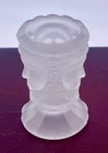 Vintage Fenton Made For L.G. Wright Three Faces Frosted Glass Toothpick Holder