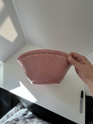 Bordallo Pinheiro rosa Servierschale Korbgeflecht Schnörkel Blumen - Bild 6 von 6