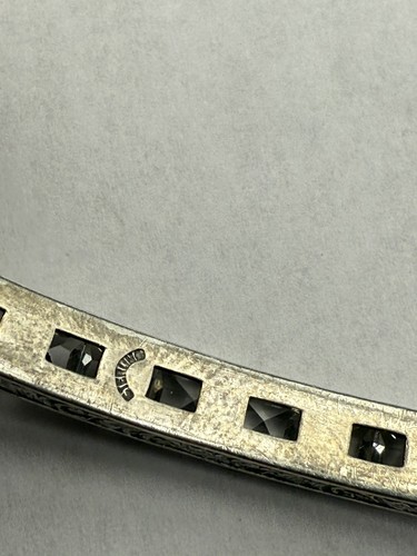 VINTAGE ART DECO 1910 STERLING PASTE HINGED ENGRAVED BRACELET CHANNEL SET E3 - Picture 11 of 18