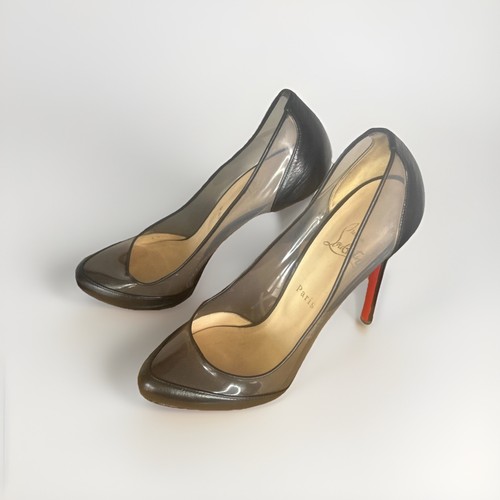 CHRISTIAN LOUBOUTIN ZHORA BLACK LEATHER & PVC PUMPS SZ 41 - Minor Defect - Picture 3 of 8