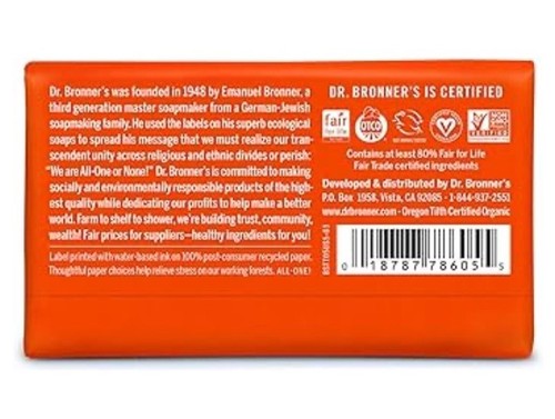 Dr. Bronner's Pure Castile Soap 5oz Bar/ALL ONE Hemp Tea Tree - Picture 2 of 7