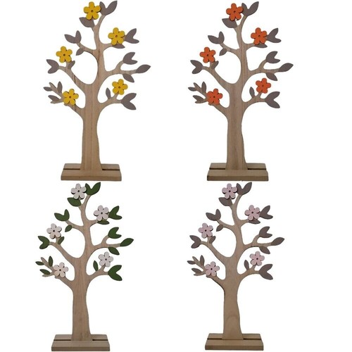 Albero di pasqua in legno con fiori bianco rosa arancio giallo decorazioni pasq - Foto 1 di 5
