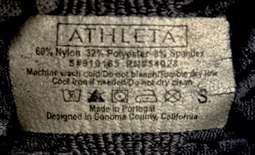 Athleta Top S gerafft tailliert Daumenlöcher Langarm Activewear Artsy schwarz grau - Bild 5 von 5