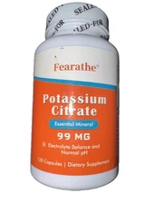 Fearathe Potassium Citrate 99mg, 500 Capsules - Gluten Free & Non-GMO 11/26