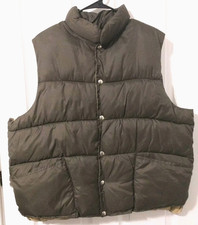 RED HEAD Reversible Puffer Vest Size XL Brown Beige Snaps Pockets - Preowned