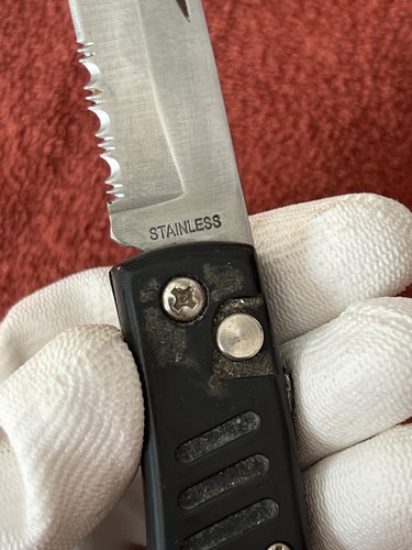 CLAP FOLDING KNIFE WITH SPRING, SAW AND RELEASE BUTTON VINTAGE - Picture 2 of 23