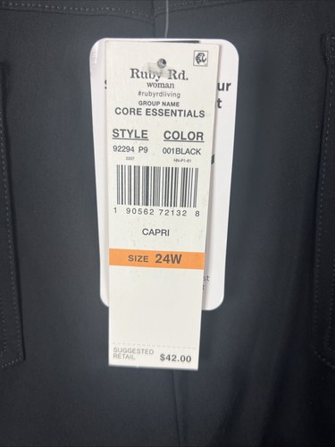 Rubino Rd. Pantalone donna Capri taglia 24W Core Essentials maglia orlo spacco nero D10 - Foto 7 di 11