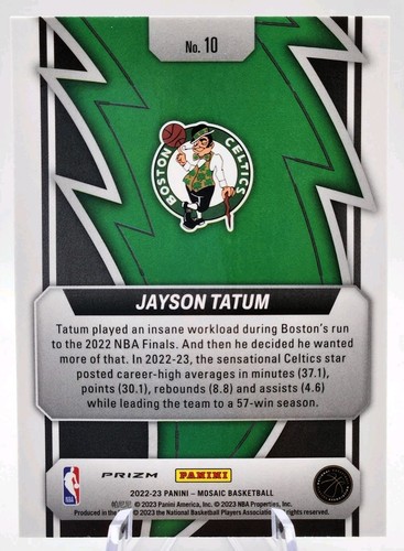 2022-23 Panini Mosaic JAYSON TATUM #10 Thunder Road Mosaico Verde come nuovo! - Foto 2 di 2