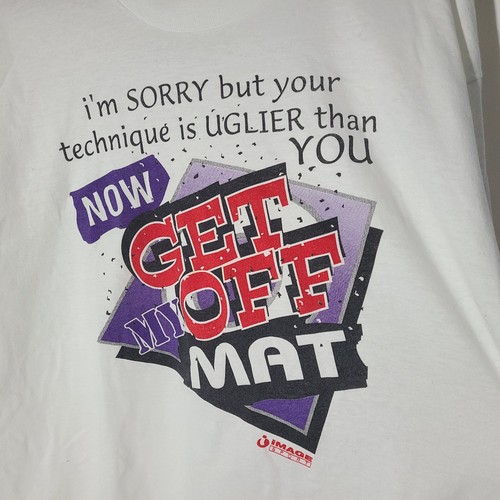 Vintage 90s Wrestling "Get off my Mat" Herren T-Shirt weiß XL Einzelnaht - Bild 2 von 6