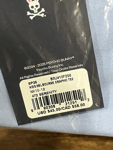 NWT Psycho Bunny BLUE Crossbones Graphic T-Shirt 10/12 Melbourne Graphic Tee - Picture 4 of 4