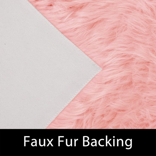 Pink Faux Sheepskin Rug 4x6 - Fluffy Area Rug for Girls Room - Picture 5 of 9