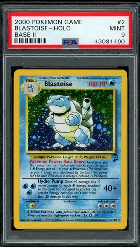 Pokemon PSA 9 Base Set 2 Blastoise 2/130 Holo Rare 2000 Near Mint