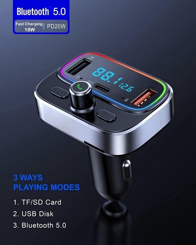 Bluetooth FM Transmitter for Car Wireless Radio Adapter Kit, Hands-Free Calli... - Picture 2 of 7