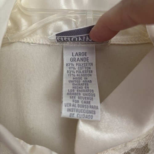 Vintage Adonna Satin Shiny Sissy Nightgown Size L Long Sleeves Lace Trim NWT - Picture 4 of 14