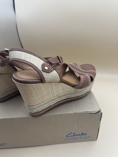 Clarks espadrille wedge sandals 5.5 M Buckle Strap - Picture 5 of 11