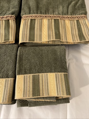 Juego de toallas vintage Avanti salvia verde oro rayas 2 toallas de mano y 2 de mano - Imagen 17 de 24