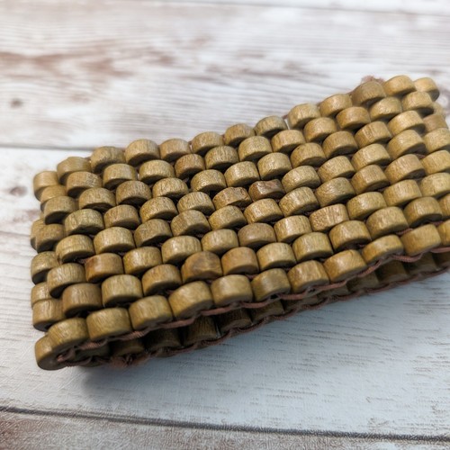 Pulsera elástica vintage - cuentas gruesas de madera tostada - Imagen 4 de 13