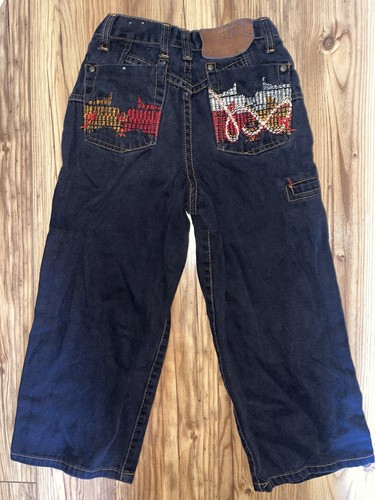 Rocawear Straight Leg Baggy Jeans Boys Size 8 Denim Embroidery Y2K Hip Hop - Picture 3 of 8