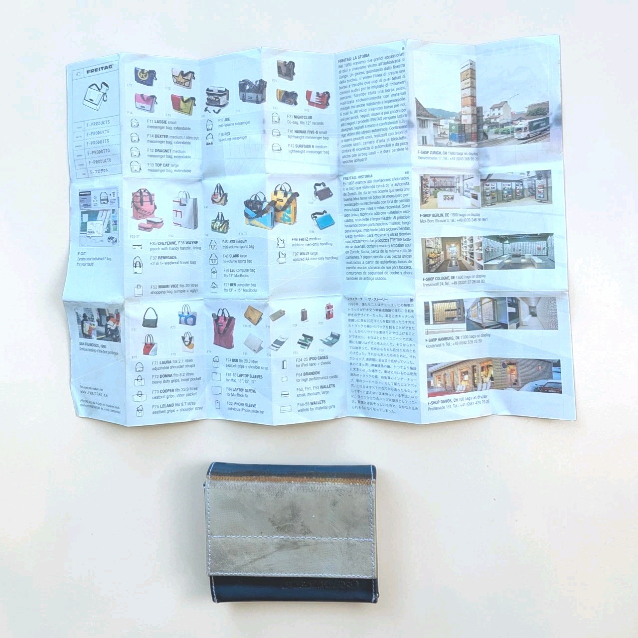 FREITAG F51 Unisex Wallet Cream & Blue Made From Recycled Transport Truck Tarps image 10