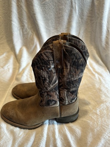 ARIAT HYBRID RANCHER BROWN LEATHER & CAMO UPPER WESTERN BOOTS 10012778 MENS 7 D - Picture 5 of 8