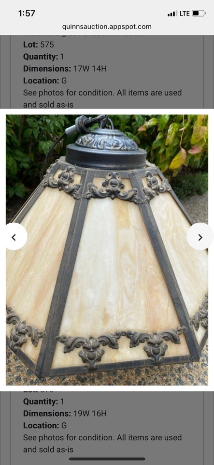 Hermosa araña de escoria vintage con vidrio crema y hermosos detalles florales Foto 3 de 4