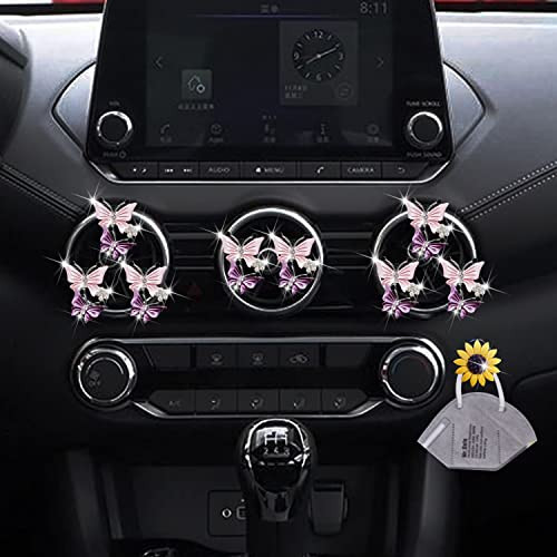 Car Air Fresheners Vent Clips for Women,8 Pcs Cute Dual Butterfly Diamond - Picture 3 of 7