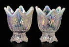 Fenton Opalescent Carnival Glass Tulip Votive Candle Holders Pair