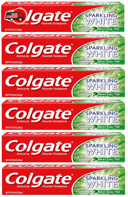 Colgate Sparkling White Mint Zing Gel Toothpaste 8oz Pack of 6 Stain Fighting