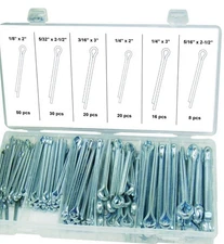 144pc Zinc Plated Galzanized Steel Large Cotter Pin Assortment