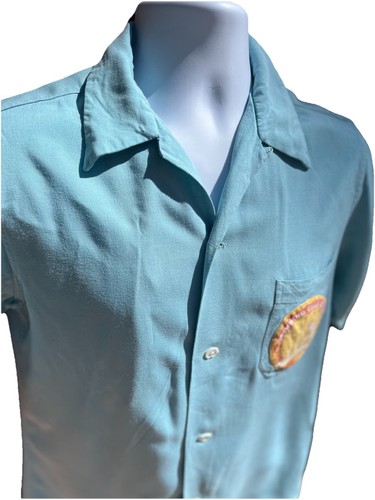 Vintage HALE-NIU Jackpot Blue Bowling Shirt W/Surf Club Patch Loop Collar Size M - Picture 11 of 12
