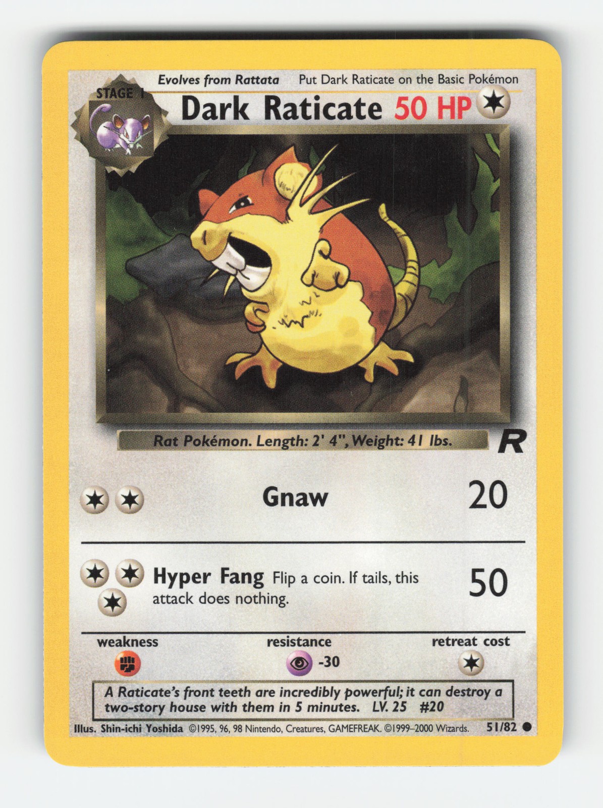 Team Rocket #51/82 Dark Raticate Common Near Mint or Better