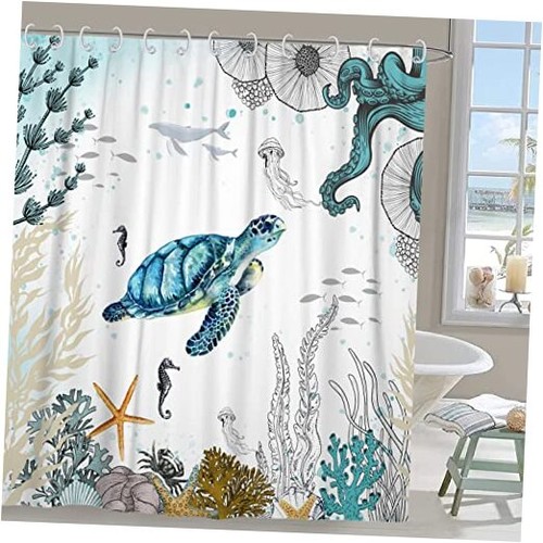 Meeresschildkröte Duschvorhang, blau 72" B x 72" L (1er Pack) türkis Meeresschildkröte Oktopus