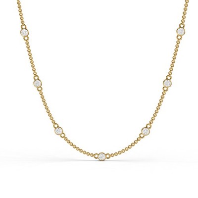 14K Gelbgold 0,75 Karat TW Zargenfassung Labor gezüchteter Diamant Bahnhof Halskette 18''