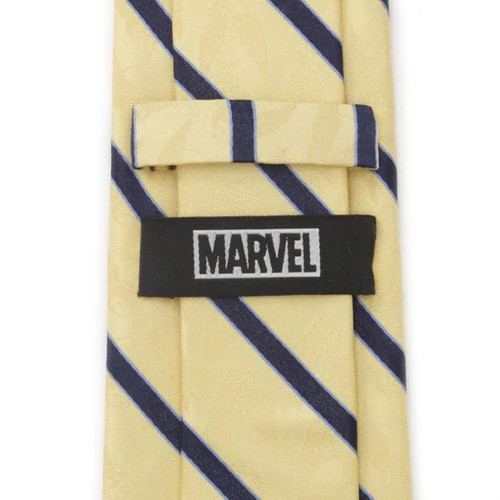 Corbata de seda a rayas amarilla y azul marino Marvel X-Men Wolverine para hombre - Imagen 4 de 5