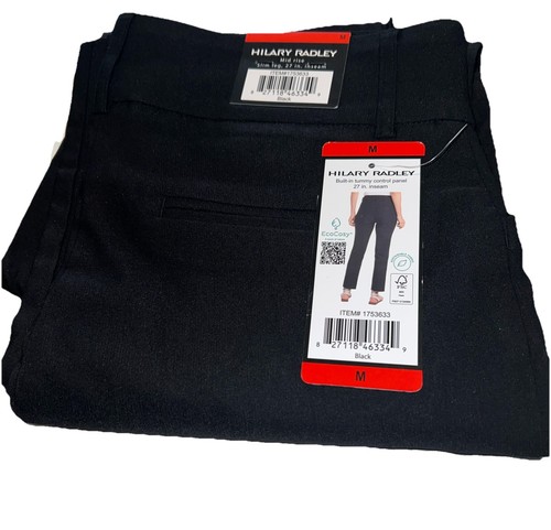 Hilary Radley Damen Pull-On Ankle Pant Built-in Tummy Control Schwarz M