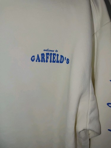 H&M Welcome To Garfields White Mens Medium Long Sleeve Sweatshirt Graphic Hoodie - Picture 4 of 9