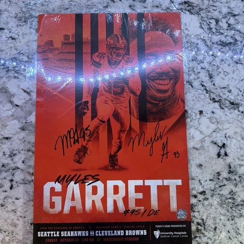 Myles Garrett Cleveland Browns signed 11"x17" poster with COA