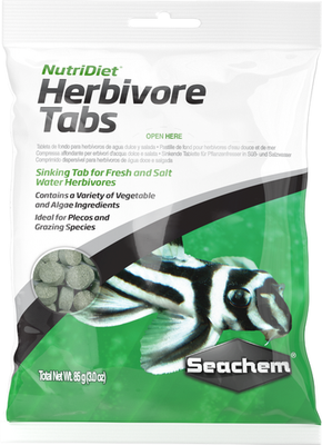 #ad Seachem NutriDiet Herbivore Tabs Plecos Bottom Feeder Fish Food 85 gms $14.39