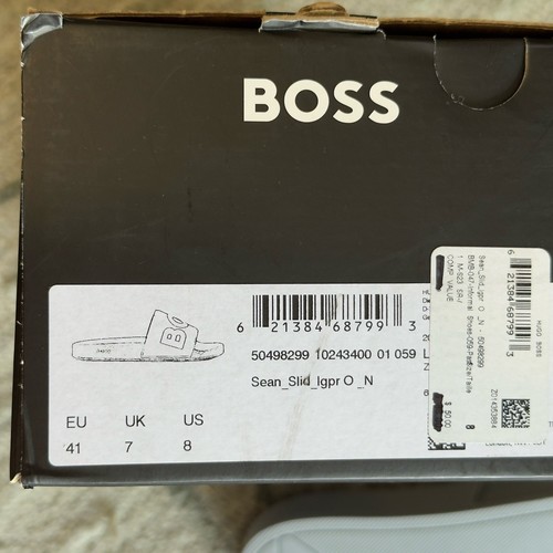 Hugo Boss Logo Print Gray Rubber Slide Sandals AUTHENTIC Size Men’s Size 8 - Picture 9 of 9